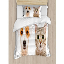 Portraits of Dog and Cat Duvet Cover Set