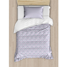 Pastel Tones Floral Motif Duvet Cover Set