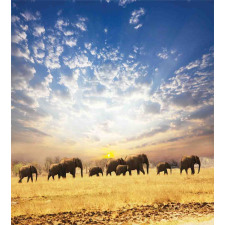 Wild Elephants Herd Duvet Cover Set
