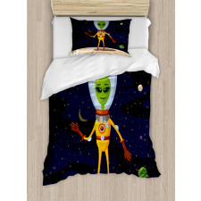 Funny Creature in a Spacesuit Duvet Cover Set