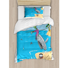 Monster Fishing in the Sea Duvet Cover Set