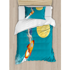 Astronaut Flying to the Moon Duvet Cover Set