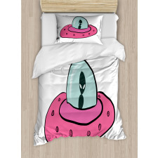 Doodle Style Flying Saucer Duvet Cover Set