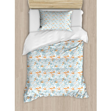 Fall Leaves Mushrooms Duvet Cover Set