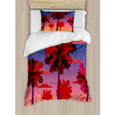 Modern Sunset Tropic Trees Duvet Cover Set