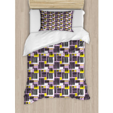 Modern Stripe and Squares Duvet Cover Set