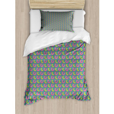 Retro Overlap Motif Duvet Cover Set