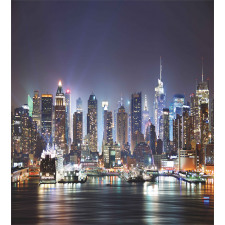 Manhattan Skyline at Night Duvet Cover Set