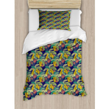 Exotic Aloha Palm Leaves Duvet Cover Set