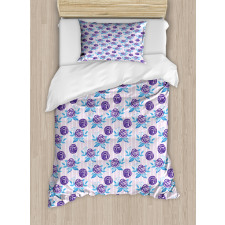 Abstract Roses on Stripes Duvet Cover Set