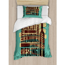 Wine Grapes Types Bottle Duvet Cover Set