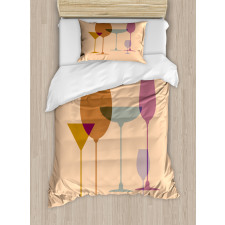 Wine Glasses Silhouette Art Duvet Cover Set