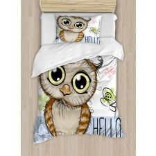 Cartoon Butterfly Hello Duvet Cover Set