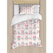 Birds Stars Moon Pastel Duvet Cover Set