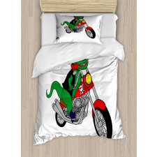 Funny Rider T-rex Duvet Cover Set