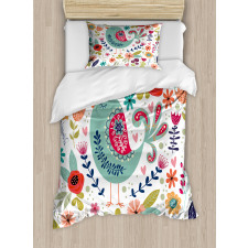 Ornate Bird and Flowers Duvet Cover Set