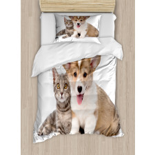 Dog Puppy Kitten Friends Duvet Cover Set