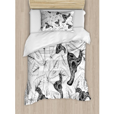 Leaves and Water Caltrop Duvet Cover Set