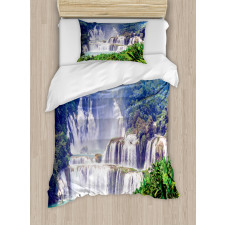 Waterfall Tropical Plant Duvet Cover Set