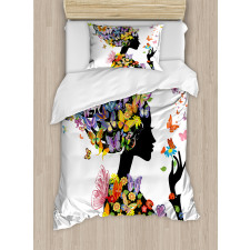 Flowers with Butterfly Duvet Cover Set