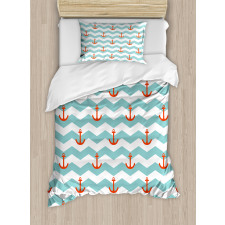 Pattern Anchor Stripe Duvet Cover Set