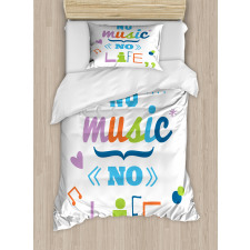 No Music, No Life Slogan Duvet Cover Set