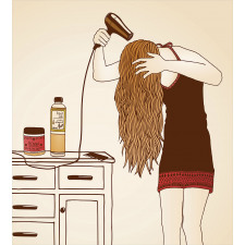 Girl Hair Care Sketch Art Duvet Cover Set