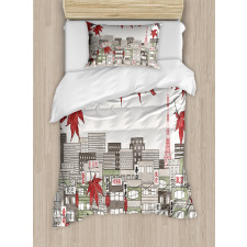 Japanese City Art Panorama Duvet Cover Set