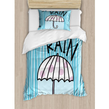 Hello Rain Wording Umbrella Duvet Cover Set