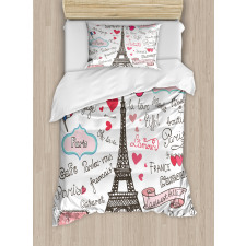 Paris Letter Heart Duvet Cover Set