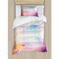 Ombre Tropical Landscape Duvet Cover Set