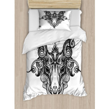 Satanic Goat Head Sketch Duvet Cover Set