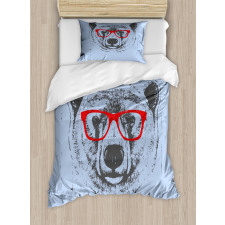 Whimsical Grunge Polar Bear Duvet Cover Set