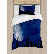 Forest Night Silhouette Duvet Cover Set