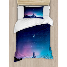 Aurora Borealis Mountain Duvet Cover Set