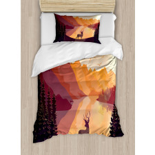 Bird Mountain Reindeer Duvet Cover Set