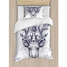 Reindeer Head Sketch Duvet Cover Set