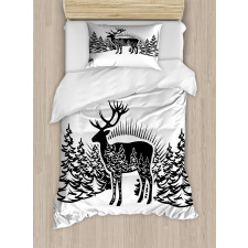 Reindeer Spruce Forest Duvet Cover Set