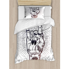 Tattooed Hand Raised Duvet Cover Set