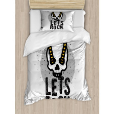 Human Skull Guitar Duvet Cover Set