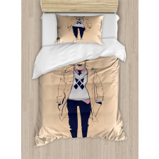 Modern Pastel Deer Animal Duvet Cover Set