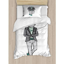 Modern Bohemian Bulldog Art Duvet Cover Set