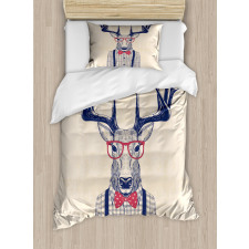 Humorous Deer with Jazz Bow Duvet Cover Set