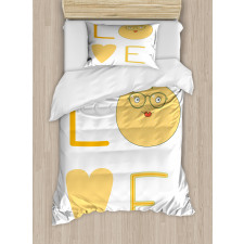 Nerdy Orange in Eyeglasses Duvet Cover Set