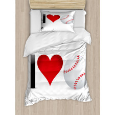 I Love Baseball Heart Duvet Cover Set