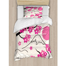 Japan Sakura and Hill Duvet Cover Set