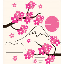 Japan Sakura and Hill Duvet Cover Set