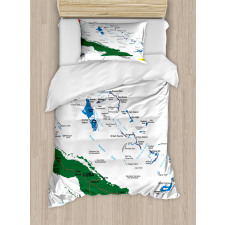 Bahamas Map Beach Ocean Duvet Cover Set