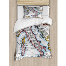 Old Italy Map Duvet Cover Set