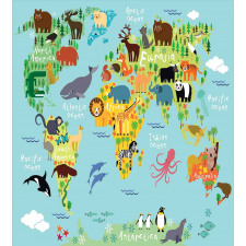 Animal Map of the World Duvet Cover Set
